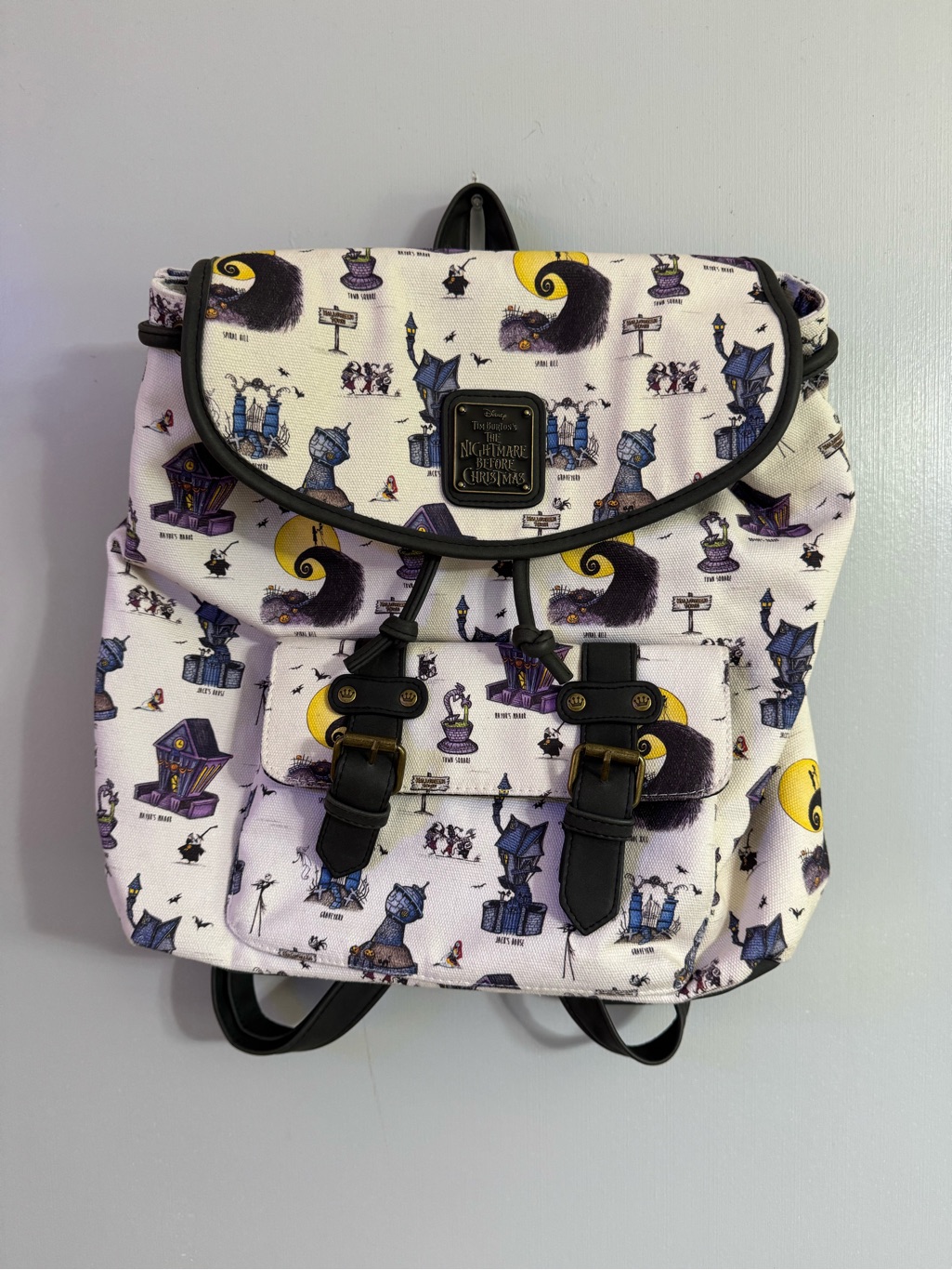 Loungefly White & Black Disney Thenightmare Before Christmas Print Mini Backpack